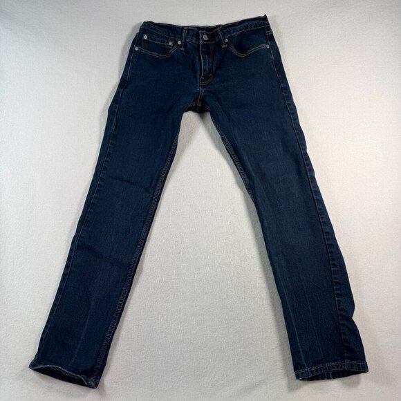 Levis Jeans Mens 31 Blue 511 Slim Straight Mid Rise Dark Wash Stretch - Picture 1 of 13